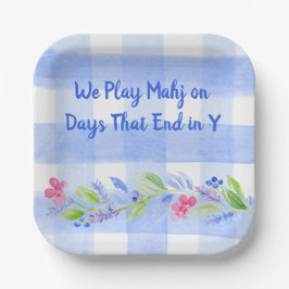 Plato De Papel Mahjong Punto Rompe Bam Acuarela Flor