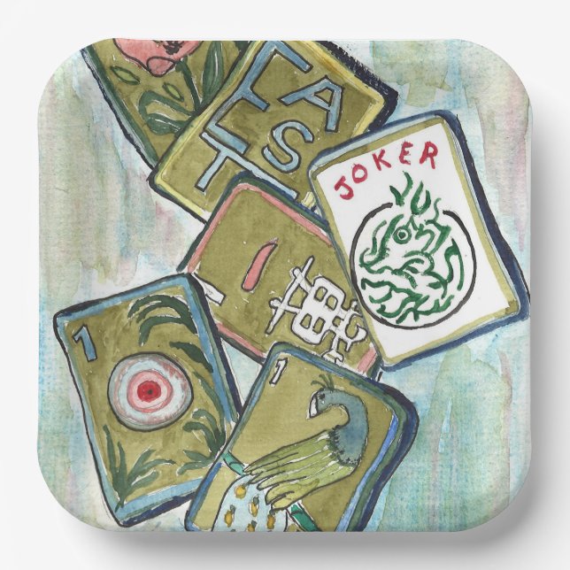 Plato De Papel Mahjong Tiles (Anverso)