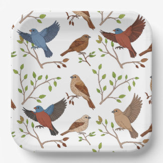 Plato De Papel Maison Bunting Birds Carré Motif