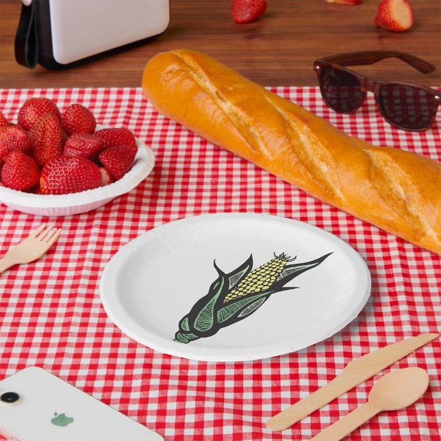 Plato De Papel Maíz en la Mazorca Granja Rústica Verdura (Subido por el creador)