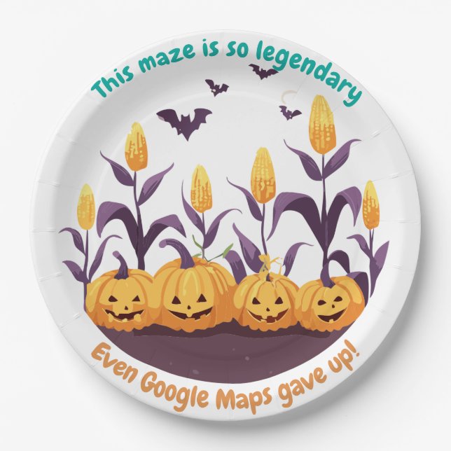 Plato De Papel Maíz Haunted Halloween (Anverso)