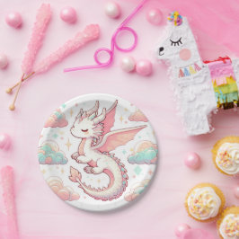 Plato De Papel Majestic Adorable Dragon Baby Shower