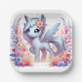 Plato De Papel Majestic Unicorn Baby Shower