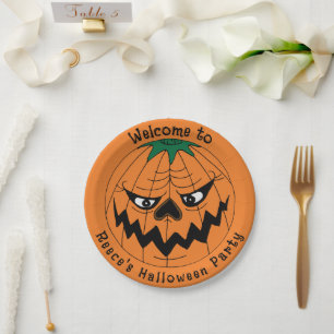 Plato De Papel Mal Calabaza Creeping Partido Halloween