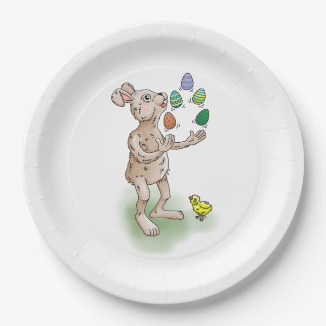 Plato De Papel Malabares Conejo de Pascua (Anverso)