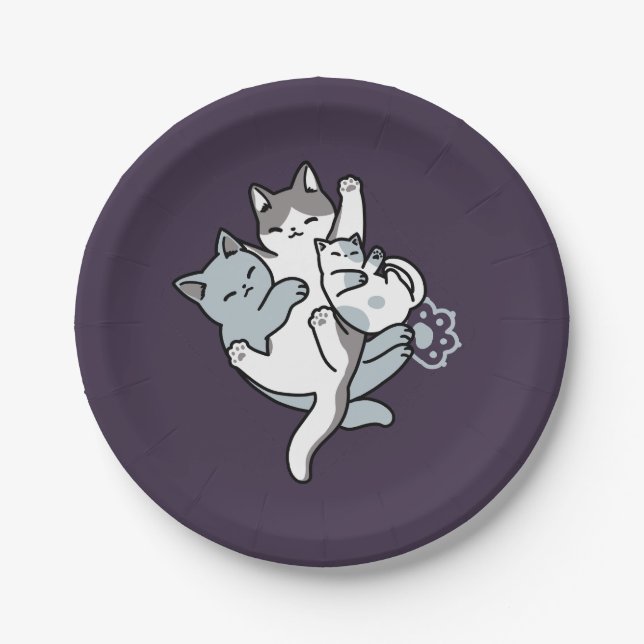 Plato De Papel Malabarismo de leva - gatos durmientes curados (Anverso)