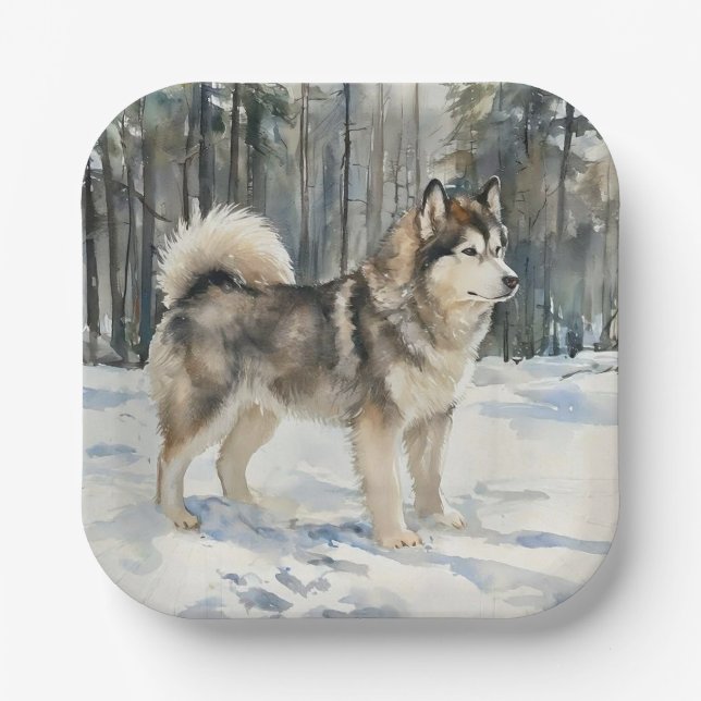 Plato De Papel Malamute de Alaska (Anverso)