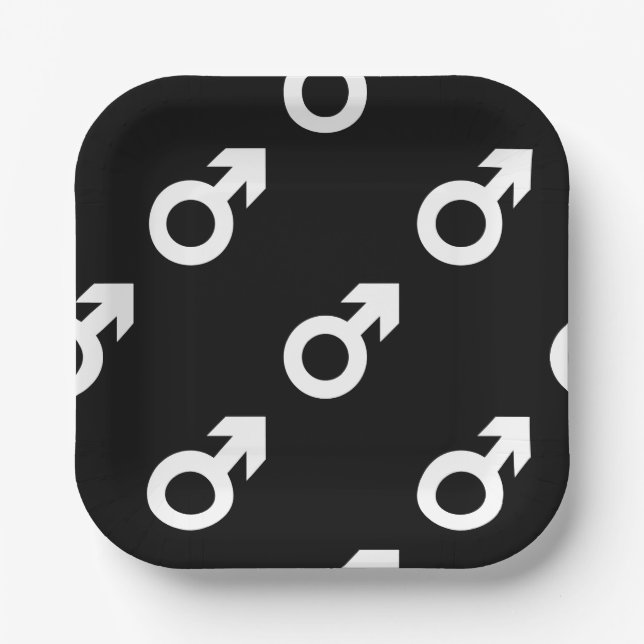 Plato De Papel male gender symbol black white (Anverso)