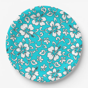 Plato De Papel Malia Hibiscus Hawaiian Floral