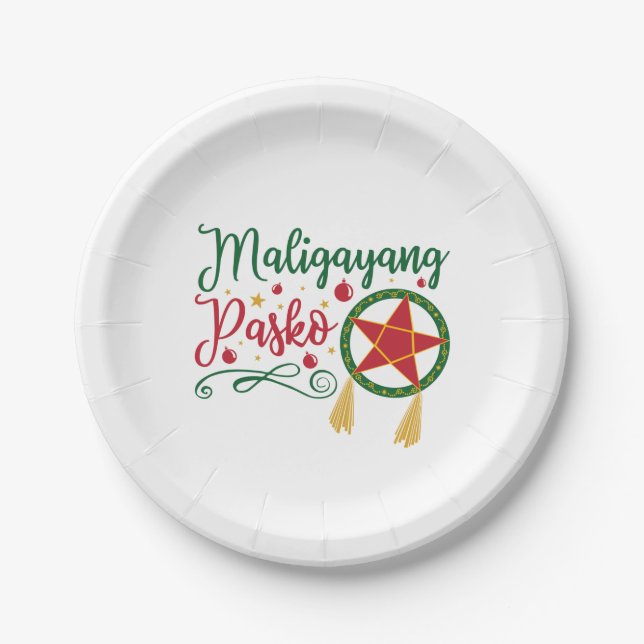 Plato De Papel Maligayang Pasko Navidades filipinos Filipinas (Anverso)