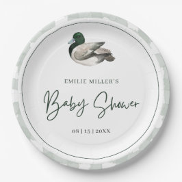 Plato De Papel Mallard Duck Baby Shower Gender Neutral Green