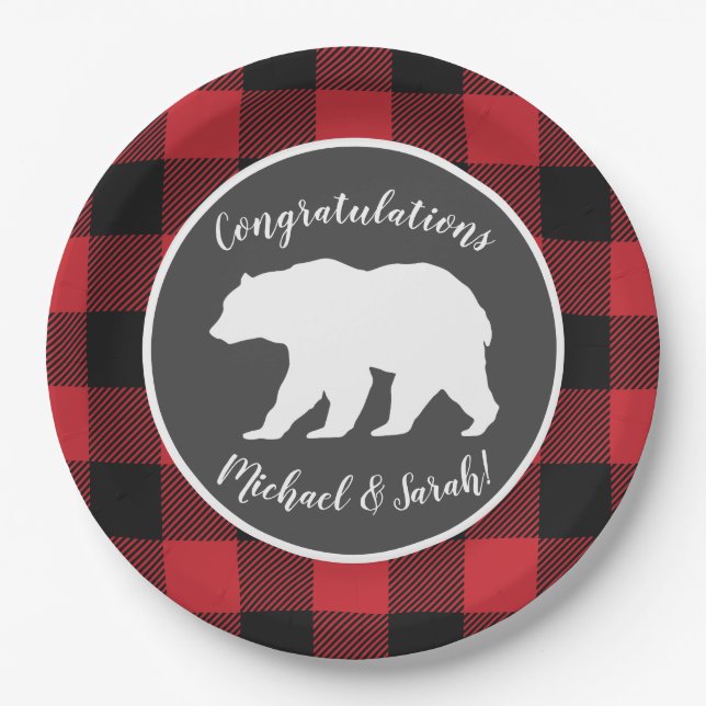 Plato De Papel Mama Bear Baby Shower Woodland Lodge (Anverso)