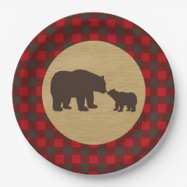 Plato De Papel Mama Bear Placas de papel Lumberjack Flannel