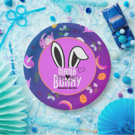 Plato De Papel mamá conejito Pascua elegante simple linda familia