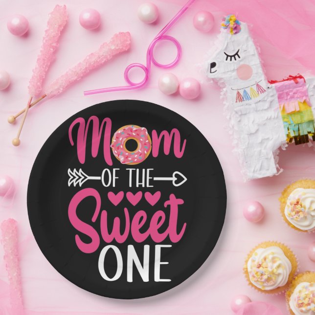 Plato De Papel Mamá de la dulce un donut rociado (Fiesta)