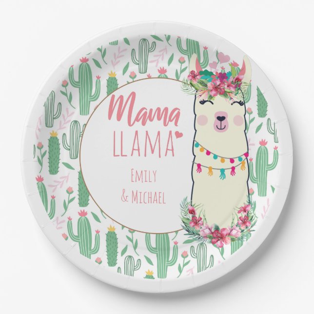Plato De Papel Mama Llama Fiesta Beber Shower Partyware (Anverso)