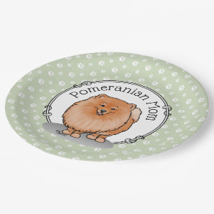 Plato De Papel Mamá panomana Pom Mom (naranja roja)