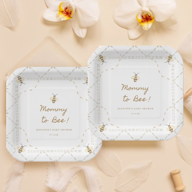 Plato De Papel Mamá Para Abejar A La Miel Baby Shower (Subido por el creador)
