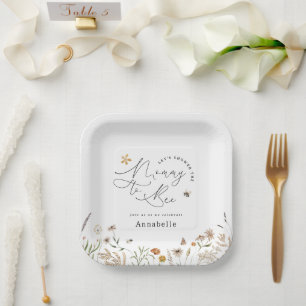 Plato De Papel Mamá para ser una bebé de flores silvestres