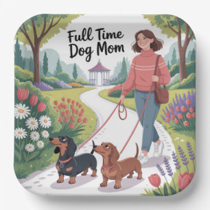 Plato De Papel Mamá Perruna de Dachshund a Tiempo Completo