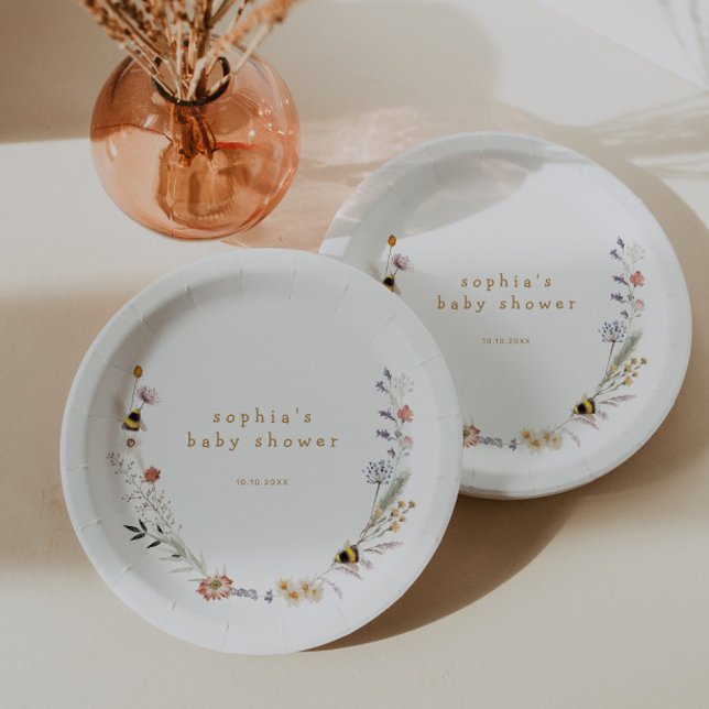 Plato De Papel Mama to Bee Wildflower Baby Shower (Subido por el creador)