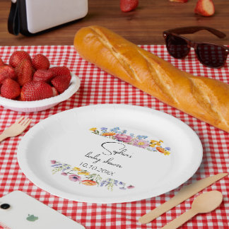 Plato De Papel Mama to Bee Wildflower Baby Shower