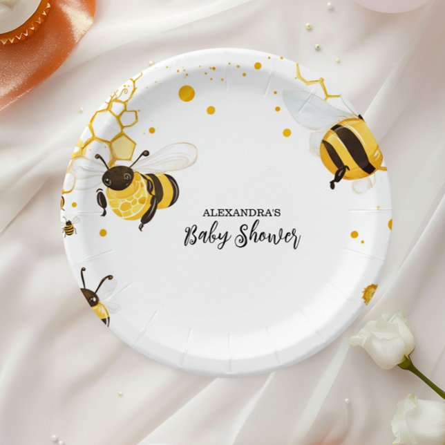 Plato De Papel Mama to Bee Wildflower Honeybee Baby Shower (Subido por el creador)