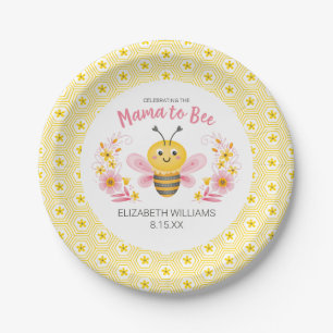 Plato De Papel Mamá va a comprar Baby Shower rosa amarillo