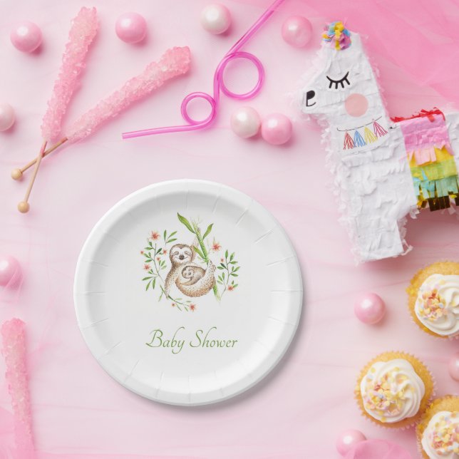 Plato De Papel Mamá y perezosos bebés   (Fiesta)