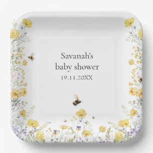 Plato De Papel Mami to Bee Wildflower Baby Shower