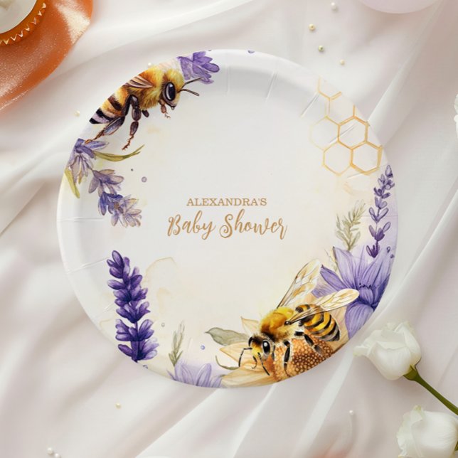 Plato De Papel Mami ventilado para ser Baby Shower morado amarill (Subido por el creador)