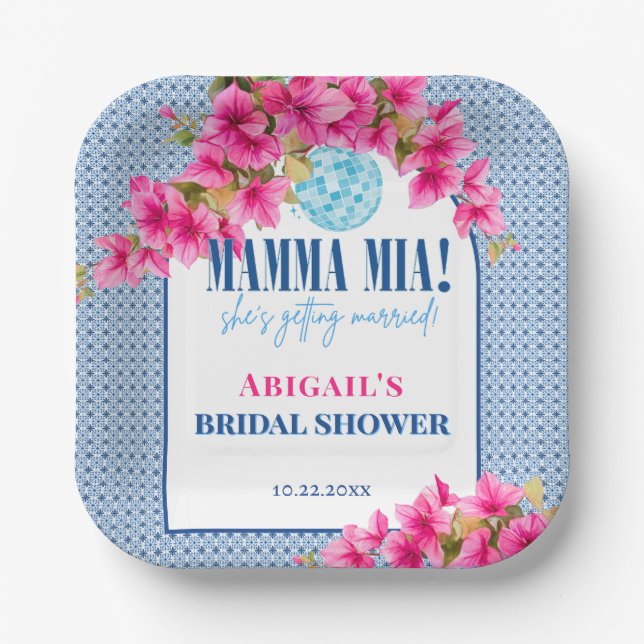 Plato De Papel Mamma Mia  Bridal Shower (Anverso)