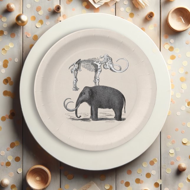 Plato De Papel Mamut Wooly Elefante Prehistórico y Skeleton (Subido por el creador)