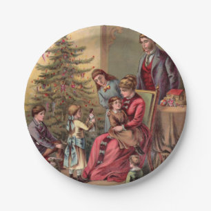 Plato De Papel Mañana de navidad del vintage