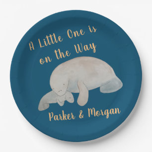 Plato De Papel Manatee de animales oceánicos Baby Shower