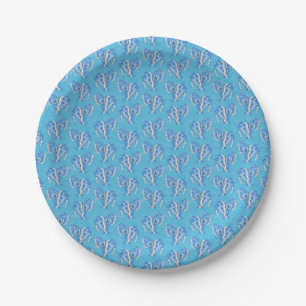 Plato De Papel Manattos de tatuajes tribales azules del océano