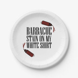 Plato De Papel Mancha de barbacoa en mi blanco