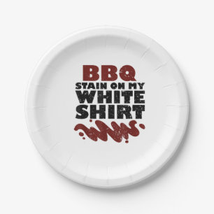 Plato De Papel Mancha de barbacoa en mi blanco