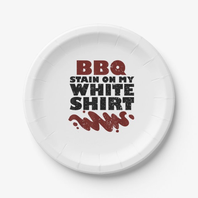 Plato De Papel Mancha de barbacoa en mi blanco (Anverso)