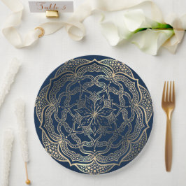 Plato De Papel Mandala Art Boho Elegant Navidades de la Marina de