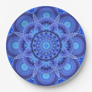 Plato De Papel Mandala azul de la armonía