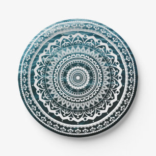 Plato De Papel Mandala Blanca Deja que el mar te libere