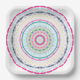 Plato De Papel mandala colorido