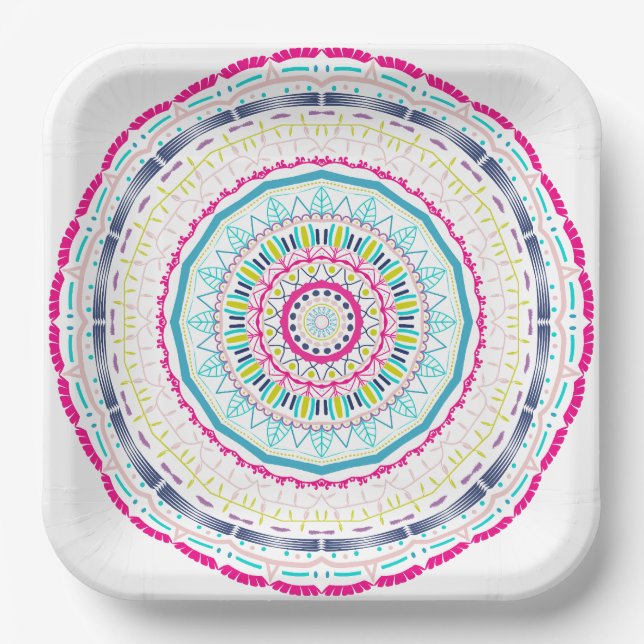 Plato De Papel mandala colorido (Anverso)