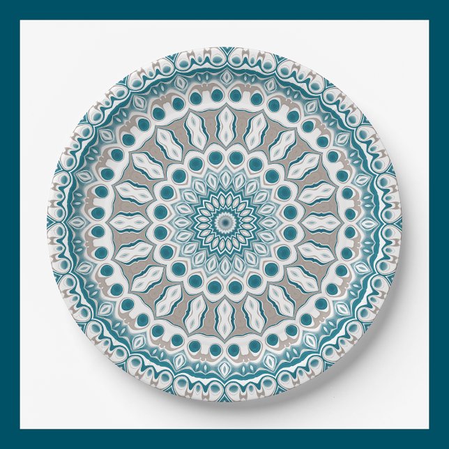 Plato De Papel Mandala de inspiración Verde azulada y oceánica de (Subido por el creador)