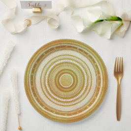Plato De Papel Mandalá de Oro y Brillo
