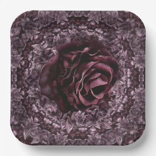 Plato De Papel Mandala de rosa
