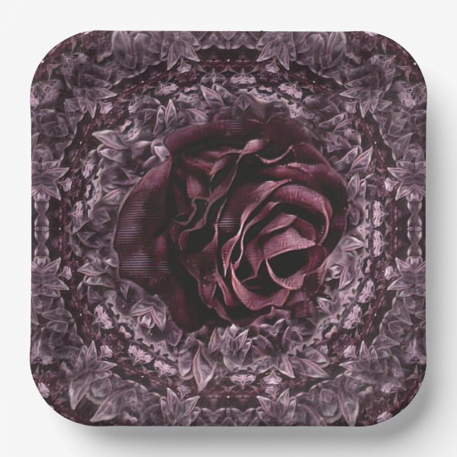 Plato De Papel Mandala de rosa  (Anverso)