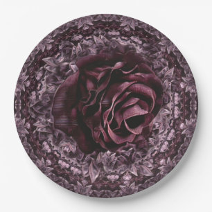 Plato De Papel Mandala de rosa 