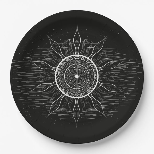 Plato De Papel Mandala del Sol 2 (Anverso)